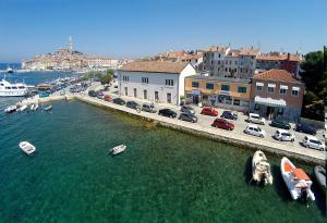 widok z lotu ptaka na port z łodziami na wodzie w obiekcie Apartments Ana City w Rovinj