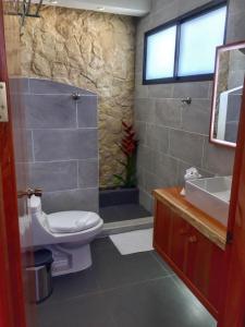 een badkamer met een toilet en een wastafel bij The Fruit Tree Garden Bromeliad Suite in Nuevo Arenal