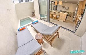 an overhead view of a house with a swimming pool at Arenka - 2BR w Private Pool & Sunset Rooftop in Bucerías