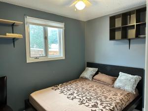 Schlafzimmer mit einem Bett und einem Fenster in der Unterkunft CastleRooms Homestay in Ottawa