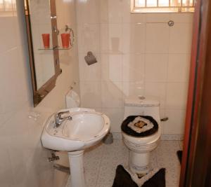 ein Bad mit einem WC und einem Waschbecken in der Unterkunft The Berroni Residence in Kampala