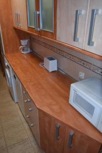 a kitchen with a counter with a microwave on it at Apartamento Abrante in Madrid