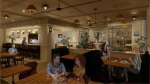 a rendering of a restaurant with children sitting in chairs at Hotel Heron in Alexandria