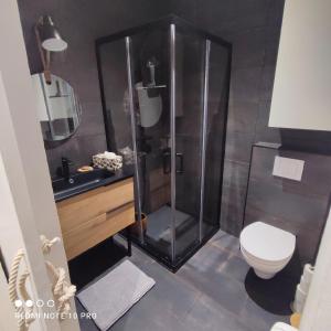 łazienka z prysznicem i toaletą w obiekcie Bienvenu w mieście Bouguenais