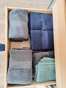 a bunch of towels are arranged in a drawer at New One bedroom Flat- Terrace & Parking in Luxembourg