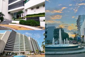a collage of pictures of buildings and a fountain at Depa de lujo con piscina y jacuzzi in Guayaquil