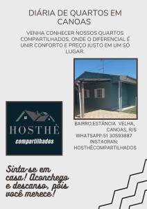 un collage di tre foto di una casa di Hosthê compartilhados a Canoas