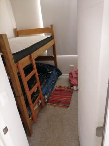 Cette petite chambre dispose de lits superposés et d'une échelle. dans l'établissement Departamento Las Cruces Frente al Mar, à San Antonio