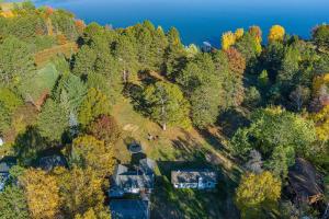 an aerial view of a hill with trees at Relaxing Lakeside Retreat in Rhinelander