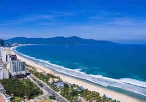 an aerial view of a beach and the ocean at Sontra Sea Hotel in Danang