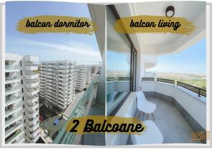 duas fotografias de uma varanda num edifício em Royal Luxury Ap 2 Rooms - AB Homes em Iaşi