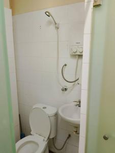 a small bathroom with a toilet and a sink at Meera Heritage Motel in George Town