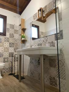 a bathroom with a sink and a toilet at Equiturismo San Lorenzo - Villa KAMARA in Cammarata
