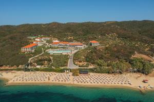an aerial view of a resort on a beach at Akrathos Beach Hotel in Ouranoupoli