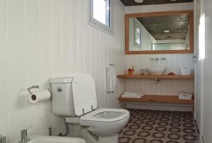 Un baño blanco con inodoro y lavabo. en Moderna casa en el bosque, en San Martín de los Andes 26 fotos más