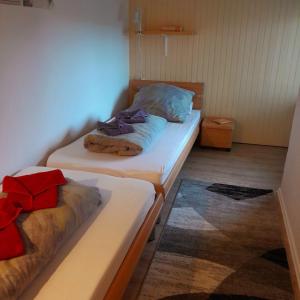グリュックスブルクにあるAppartement Ehrenbergの小さな部屋のベッド2台