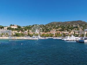 a view of a harbor with a ferris wheel at Appartement 2 pièces, climatisé, 100m plage, parking, Le Lavandou - FR-1-251-218 in Le Lavandou