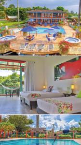 twee foto's van een resort met zwembad bij Hotel Campestre La Tata in Montenegro