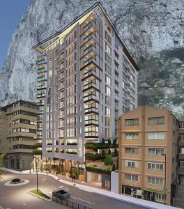 een weergave van een gebouw voor een berg bij Luxury Apartment/High Floor/Stunning Views/Parking in Gibraltar