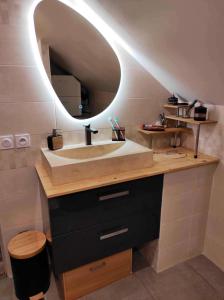 bagno con lavandino e specchio di Maison de 2 chambres avec wifi a Dreux a Dreux