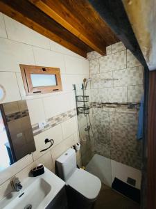 a bathroom with a sink and a toilet and a shower at Casa Romantica in Los Palmitos