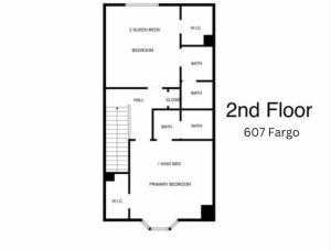 a floor plan of the floor at Montrose 2-Unit Retreat 4BR Sleeps 20 Near DT in Houston