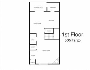 a floor plan of the first floor of a house at Montrose 2-Unit Retreat 4BR Sleeps 20 Near DT in Houston