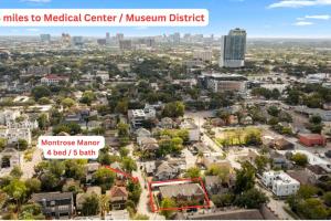 an aerial view of the city of muncie center museum district at Montrose 2-Unit Retreat 4BR Sleeps 20 Near DT in Houston