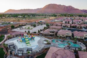 an aerial view of a water park at a resort at Paradise Village 91 Private Hot Tub, Beautiful Mountain Views, BBQ Grill, Resort Style Pool, Water Park and Lazy River in Santa Clara