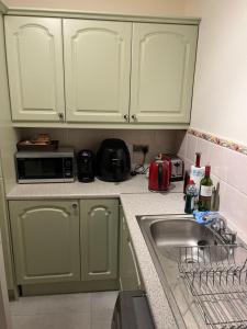 a kitchen with green cabinets and a sink at 2 St Jude’s Court, Woodlawn Park Grove, Firhouse, Dublin D24H1X4 in Dublin