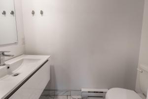 een witte badkamer met een wastafel en een toilet bij Two bedrooms in 2 floors apartment - 101 in Montreal