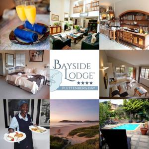 un collage di foto di una camera d'albergo e di un hotel di Bayside Lodge Garden Route B&B a Plettenberg Bay