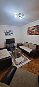 un soggiorno con divano e tavolo di Apartman Žile a Bačka Palanka