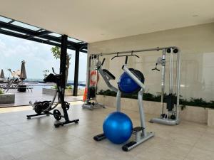 a gym with exercise equipment in a building at ONE BEDROOM APARTMENT POLLUX MEISTERSTADT BATAM CENTRE in Batam Center