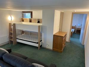 a living room with a bed and a couch at Duplex St Gervais rooftop - 500m des télécabines in Saint-Gervais-les-Bains