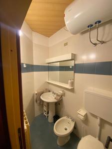 La petite salle de bains est pourvue de toilettes et d'un lavabo. dans l'établissement THE NEST Alpine Loft Ski-in Ski-out, à Breuil-Cervinia