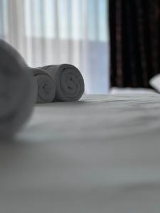 a roll of toilet paper sitting on top of a bed at Super SAN in Posušje