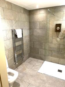 W łazience znajduje się prysznic i toaleta. w obiekcie Slyne Lodge w mieście Hest Bank