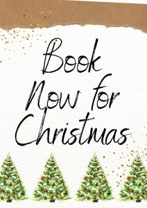 um livro novo para a bandeira de Natal com árvores de Natal em Slyne Lodge em Hest Bank