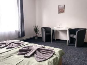 Postel nebo postele na pokoji v ubytování Apartmány Plzeň Zborovská 22 a