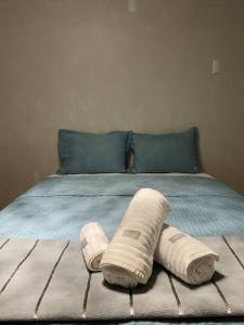 En eller flere senge i et værelse på Apartamento Centro Blumenau - OBS Garagem para carros de passeio