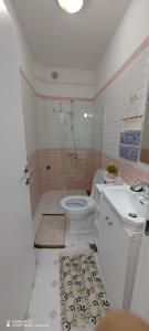 uma casa de banho com um WC e um lavatório em Apartman Talija em Kragujevac