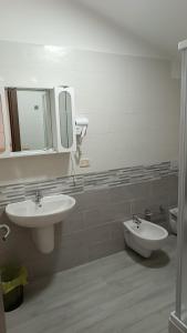 Ένα μπάνιο στο B&B "LE LUCI" CAMERA IN ATTICO SUPER VISTA interno 2 rose rosa