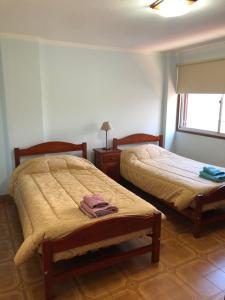 サン・サルバドール・デ・フフイにあるSamaraña depto Jujuyのベッドルーム1室(ベッド2台、窓付)