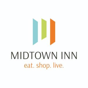 a logo for a mushroom inn eat shop live at Midtown Inn in Saskatoon