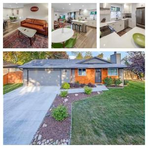 a collage of four pictures of a house at VogueTown in Boise