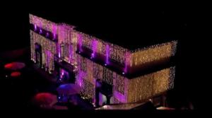 a building with purple lights on the side of it at Empress Palace Hotel in Surrey