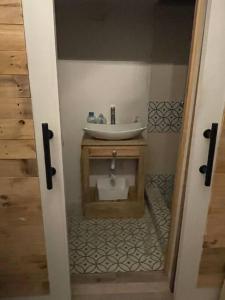 een badkamer met een wastafel en een toilet. bij Hidden Paradise - Cottage in Nassau
