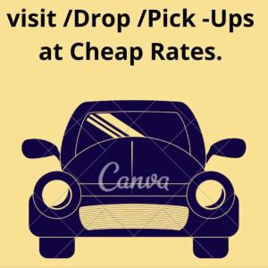 a picture of a car with the words visit drop pick ups at cheap rates at Rukmani Home Stay in Mathura