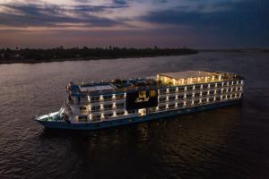 a cruise ship in the water at night at Casa Sol Nile Cruise 4nt Lxr Saturday 3nt Asw Wednesday in Aswan